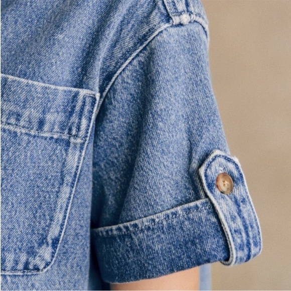 Sezane Ana Denim Dress Size L - Picture 8 of 12